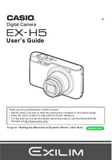 Casio Exilim EX H 5 manual. Camera Instructions.